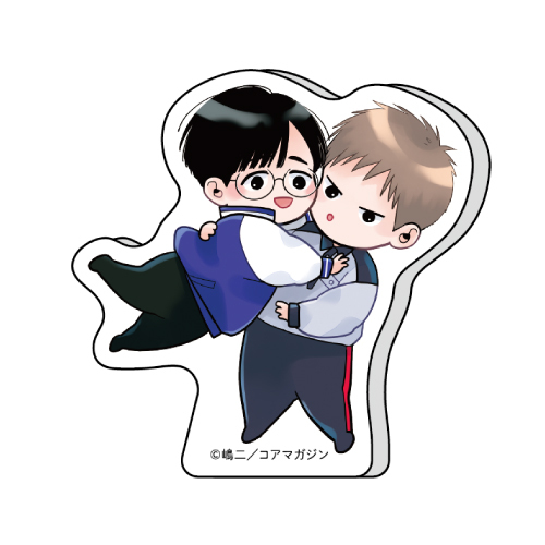 マンガチャ B賞：アクリルブロック／2：ほかさく(ミニキャラ)